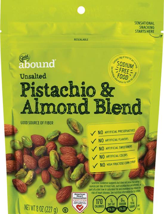 Order Gold Emblem Abound Unsalted Pistachio & Almond Blend, 8 OZ food online from Cvs store, PEARL on bringmethat.com