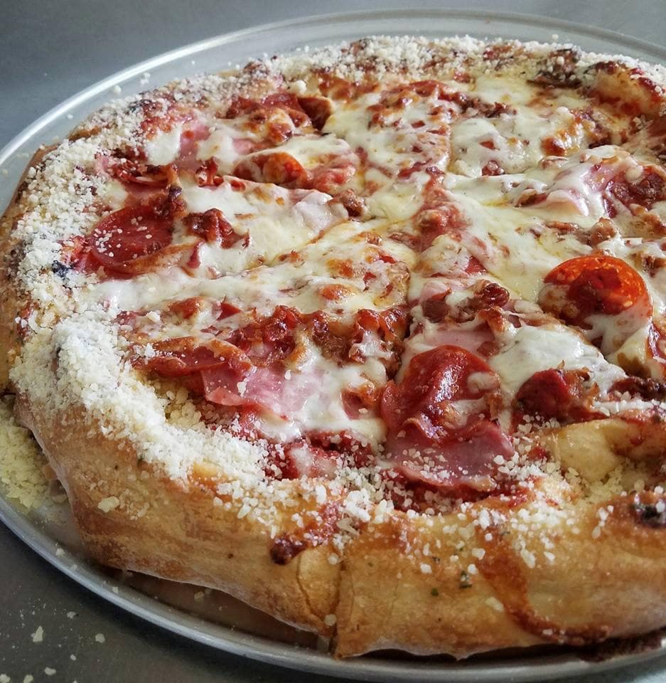 Order All Meat Pizza - Personal 10" food online from Mannie Pizza store, Byron Center on bringmethat.com