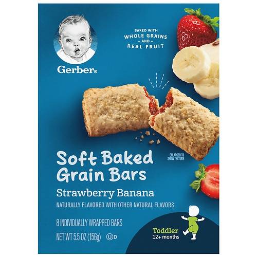 Order Gerber Cereal Bars Strawberry Banana - 0.69 oz x 8 pack food online from Walgreens store, FAIRBANKS on bringmethat.com