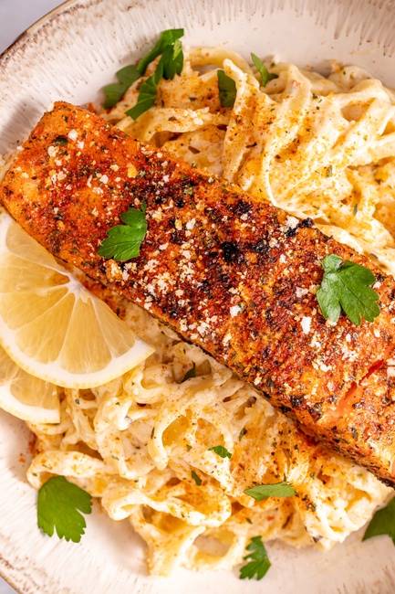 Order *Salmon Alfredo food online from Bailey Seafood store, Buffalo on bringmethat.com