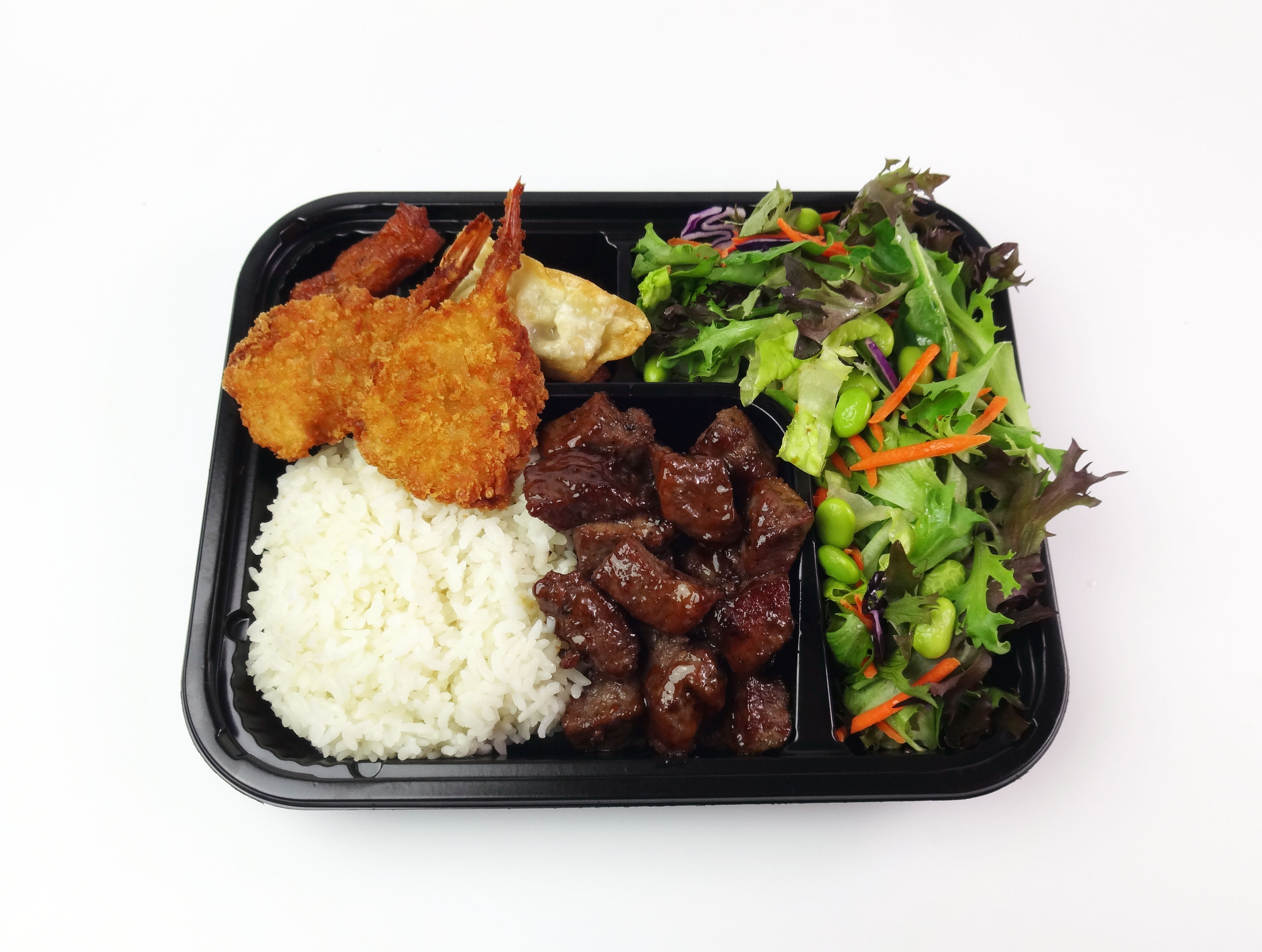 Order #9 Teriyaki Beef & Fried Shrimp food online from I Heart Bento store, Cupertino on bringmethat.com