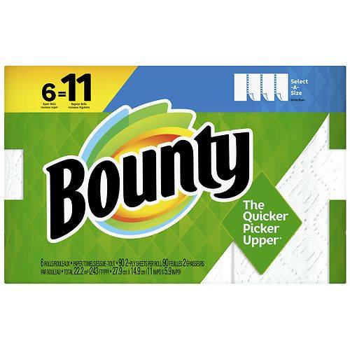 Order Bounty Select-A-Size Paper Towels - 6.0 ea food online from Walgreens store, Tuscaloosa on bringmethat.com