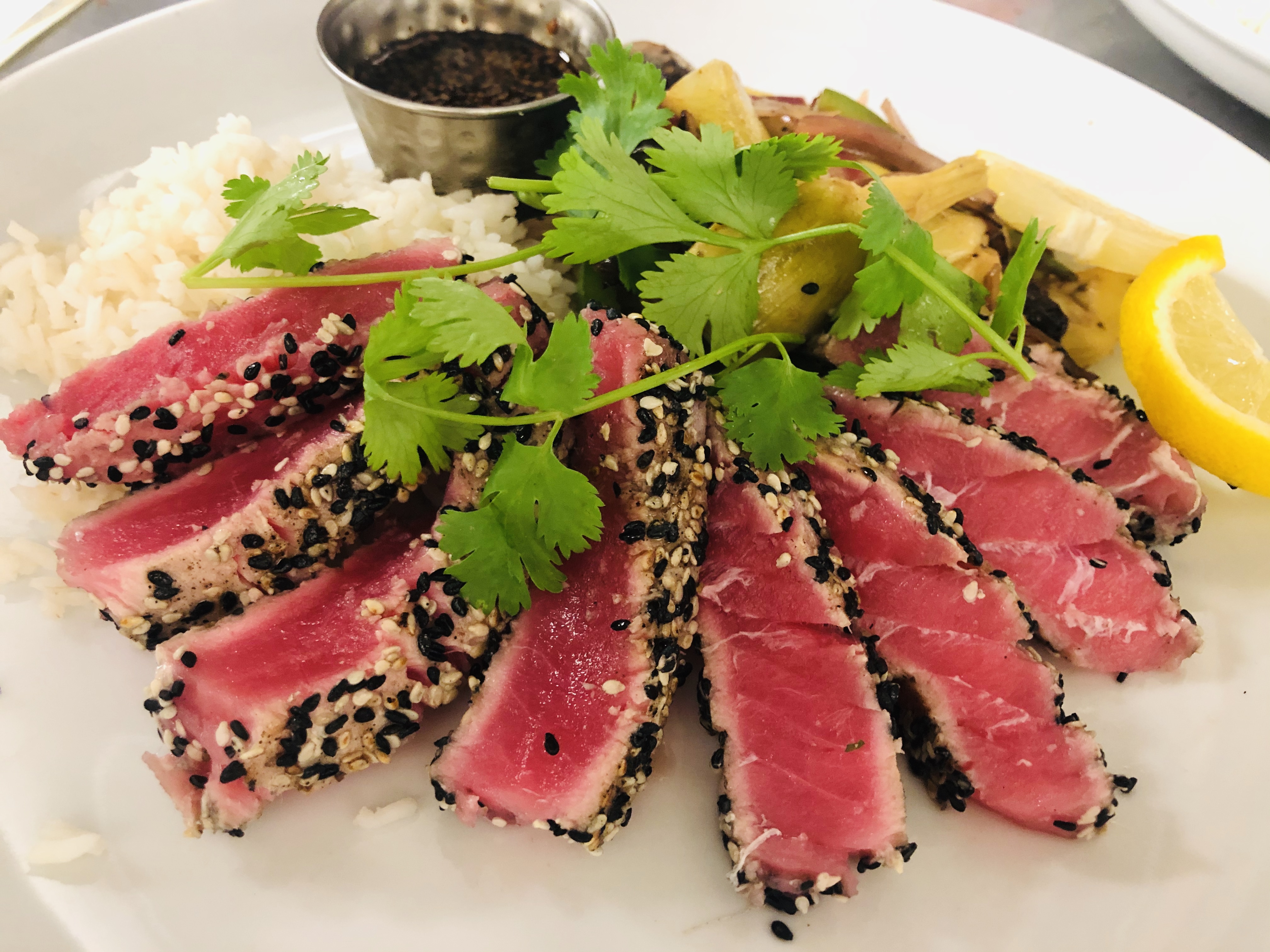 Order Sesame Crusted Ahi Plate food online from Barrel District store, Cathedral City on bringmethat.com