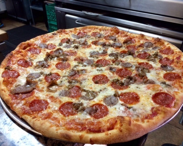 Order V's 3 Meat Pizza food online from Brooklyn V's Pizza store, Gilbert on bringmethat.com