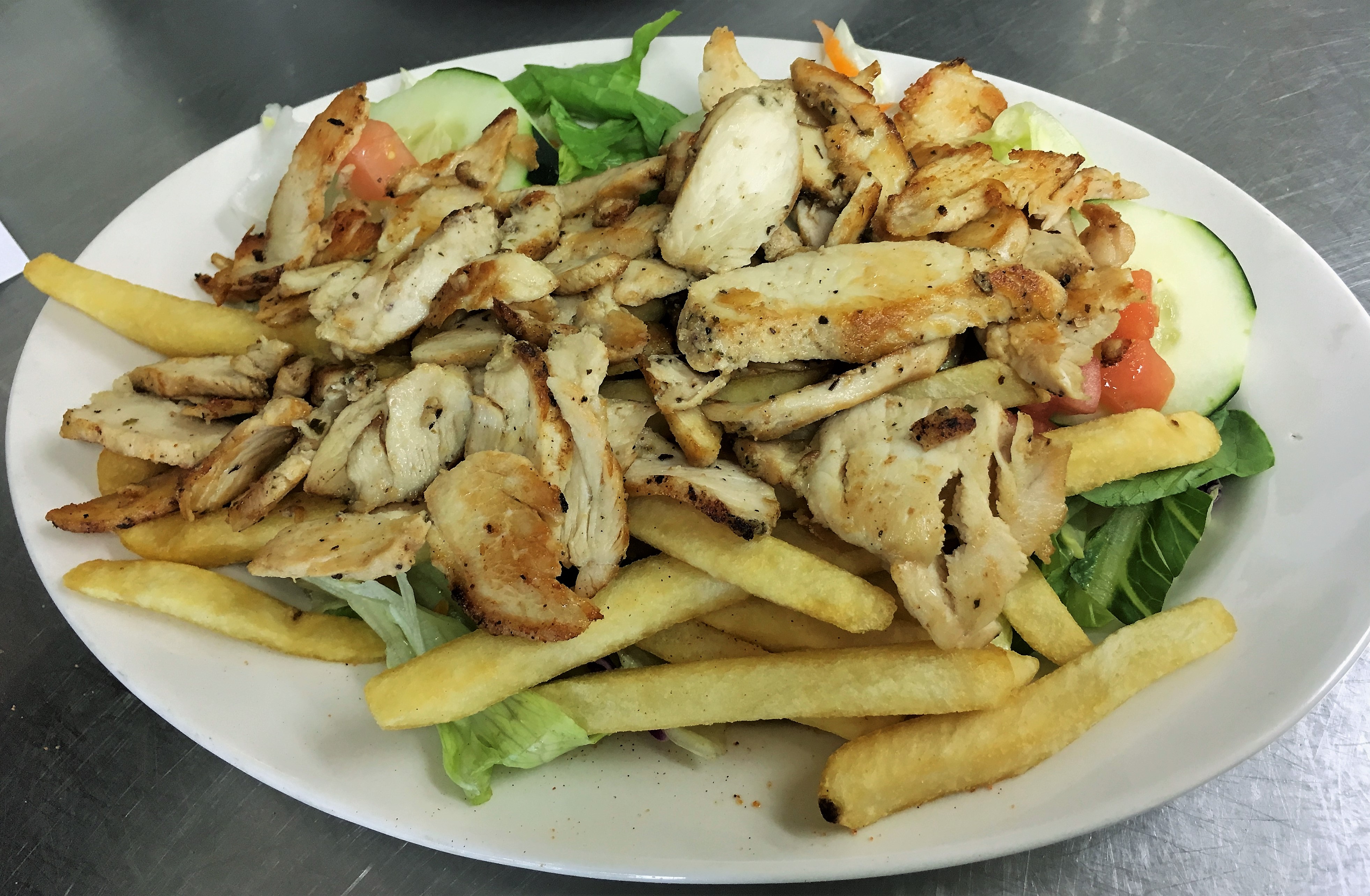 Order Grilled Chicken Salad with Bonus Fries food online from Jim's Burgers #2 store, Wilmington on bringmethat.com