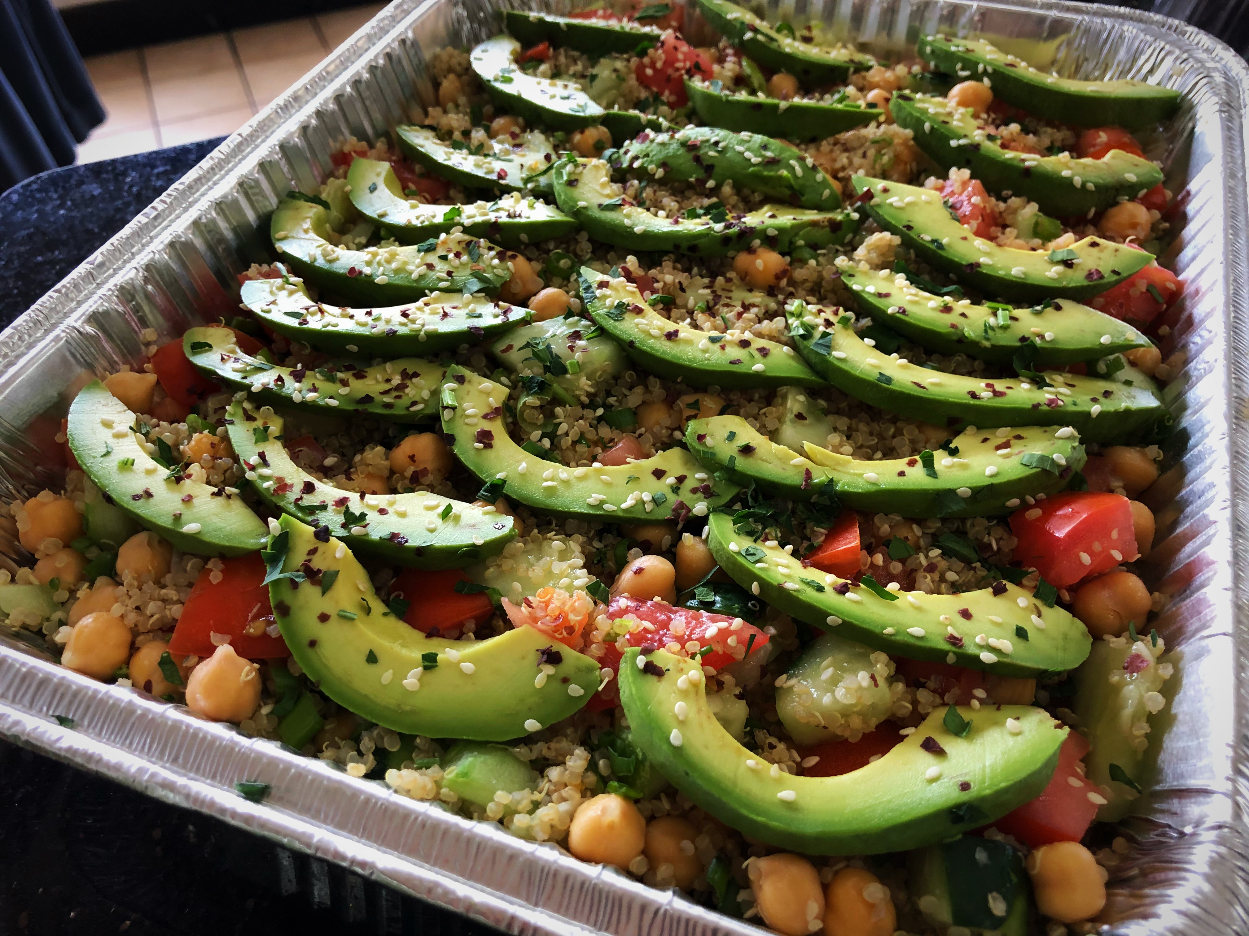 Order International Quinoa Salad Tray food online from Healthy Garden & Gourmet Pizza store, Collingswood on bringmethat.com