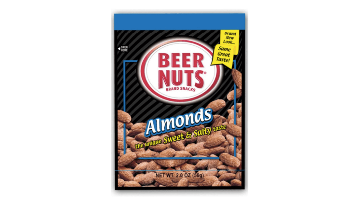 Order Beer Nuts Almonds 2oz Container food online from JR Food Mart store, Camarillo on bringmethat.com