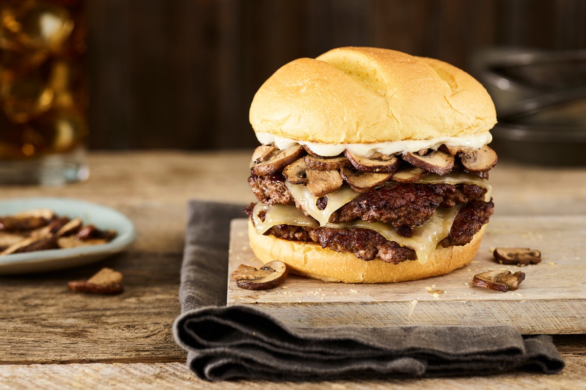 Order DOUBLE TRUFFLE MUSHROOM SWISS BURGER food online from Smashburger store, Raleigh on bringmethat.com