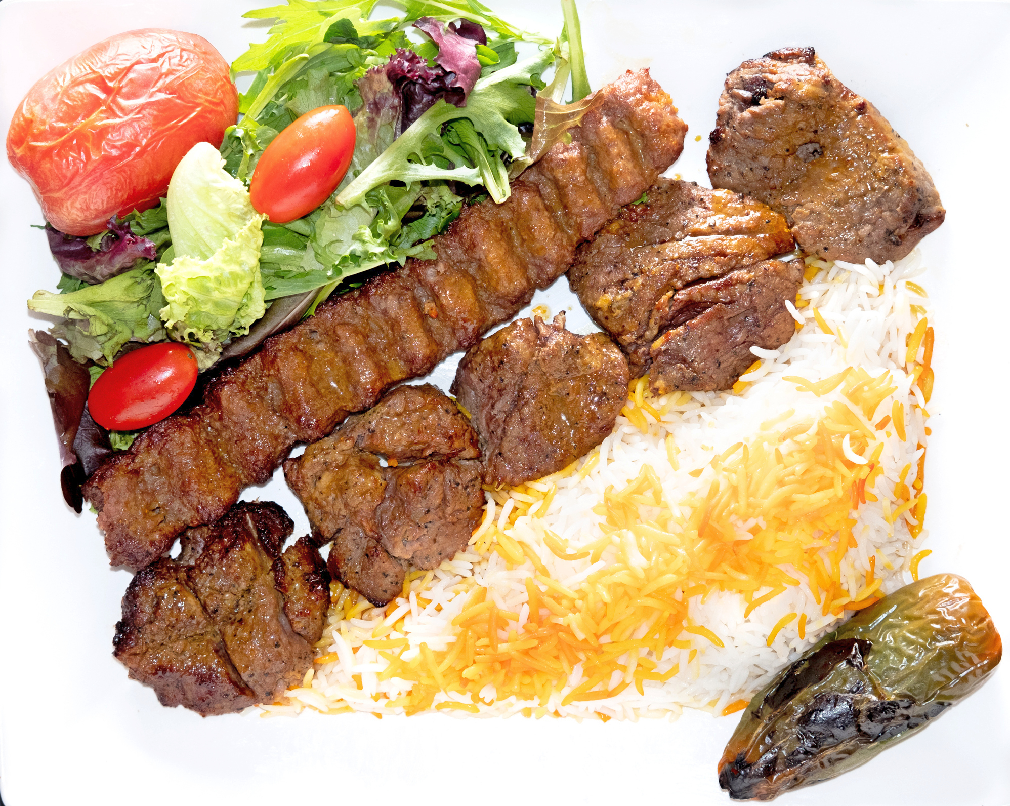 Order 6. Soltani Combo Plate food online from Shayan Express store, Los Angeles on bringmethat.com