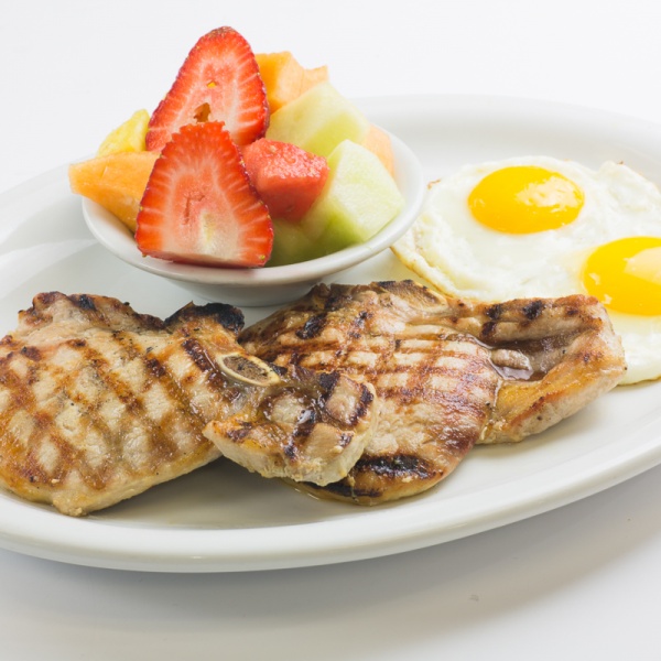 Order Grilled Pork Chops and Eggs Breakfast food online from Hungry Fox store, North Hollywood on bringmethat.com