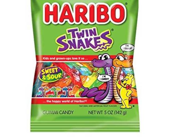 Order Haribo twin Snakes Sweet & Sour Gummi Candy 5 oz food online from Pacific Liquor Market store, Bell Gardens on bringmethat.com