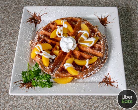 Order Peaches and Whipped Cream Waffle food online from Highland Cafe store, Highland on bringmethat.com