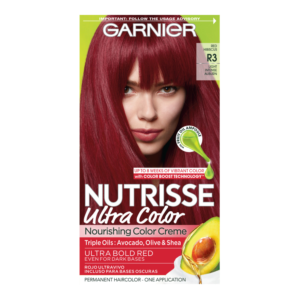 Order Garnier Nutrisse Nourishing Hair Color Creme, Permanent, Light Intense Auburn R3 food online from Rite Aid store, Cathedral City on bringmethat.com