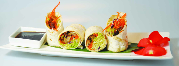 Order A18. Vegetarian Duck Roll food online from Red Basil Thai Cuisine store, Rutherford on bringmethat.com