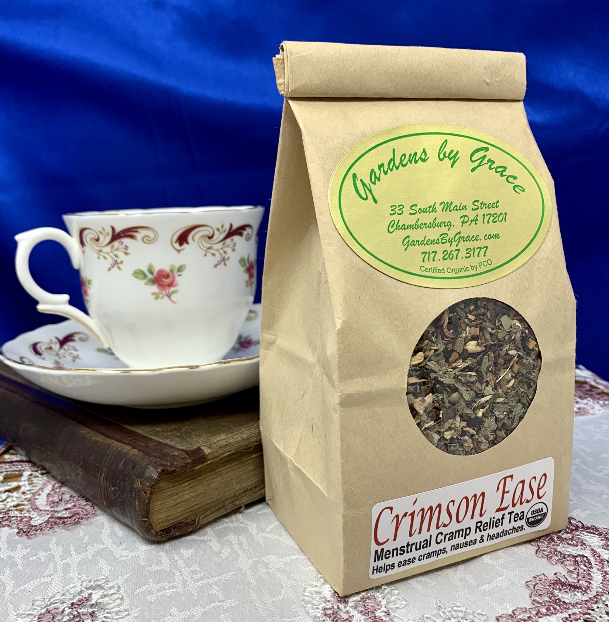 Order Crimson Ease Menstrual Cramp Relief Tea food online from Gardens By Grace store, Chambersburg on bringmethat.com