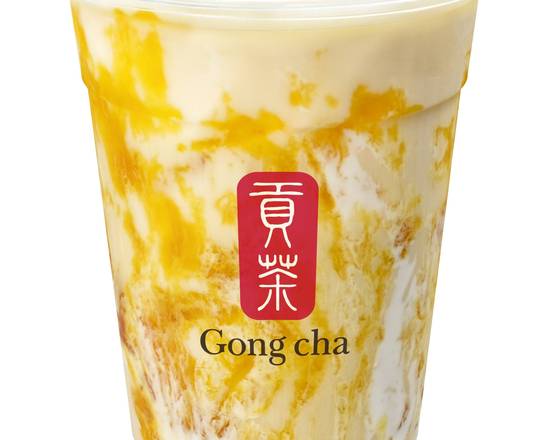 Order Mango Marble Green Tea Latte (Cold) (芒果大理石拿鐵) food online from Gong Cha & Fuji Teriyaki store, Silver Spring on bringmethat.com