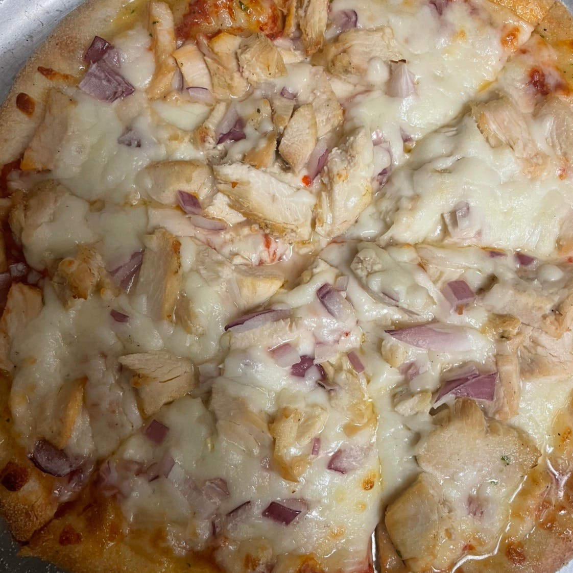 Order Chicken Pizza - 10'' (6 Slices) food online from Casa Nostra Italian Cuisine store, Greeneville on bringmethat.com