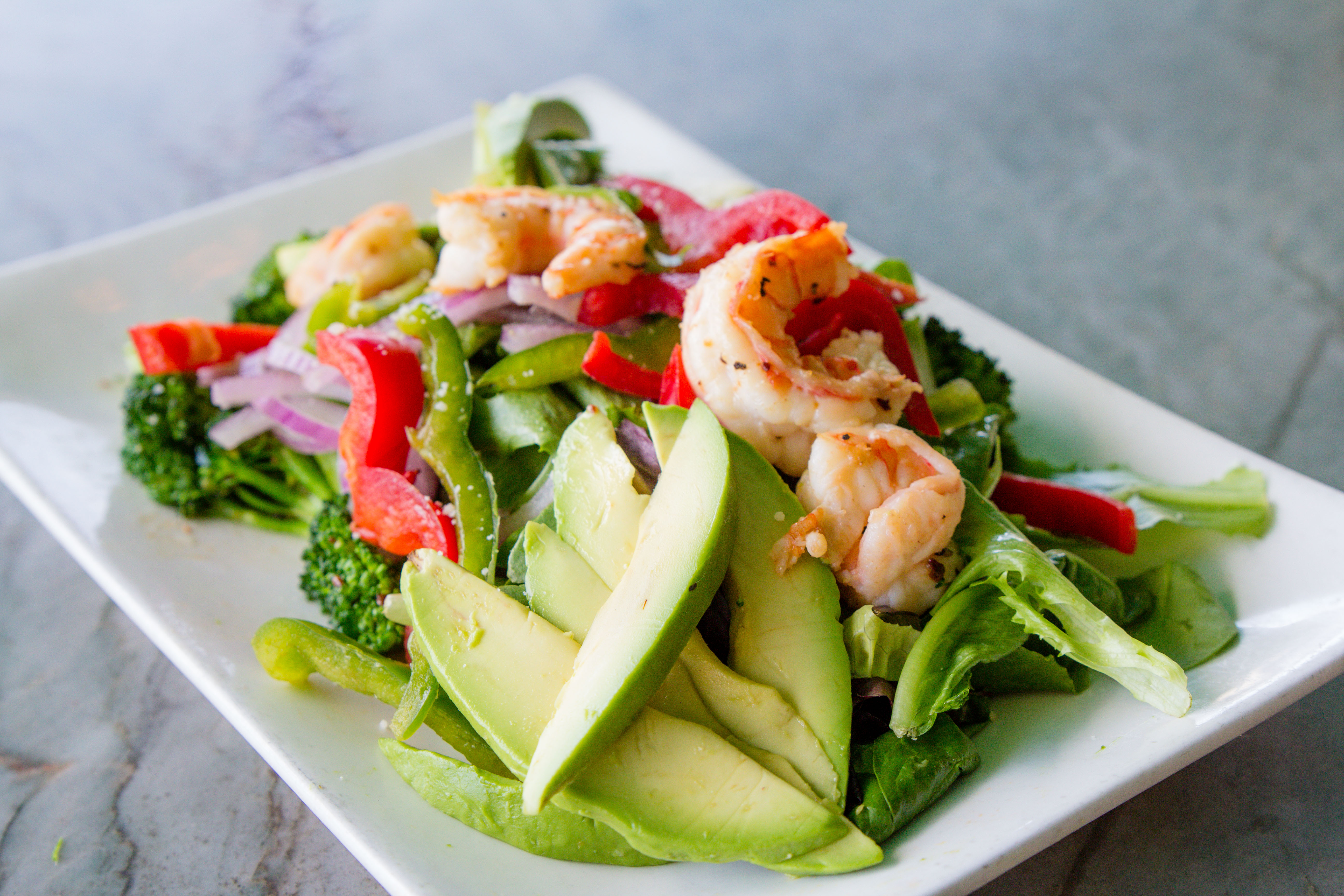 Order Grilled Shrimp Salad (Full) food online from Leucadia Pizza Scripps Ranch store, San Diego on bringmethat.com