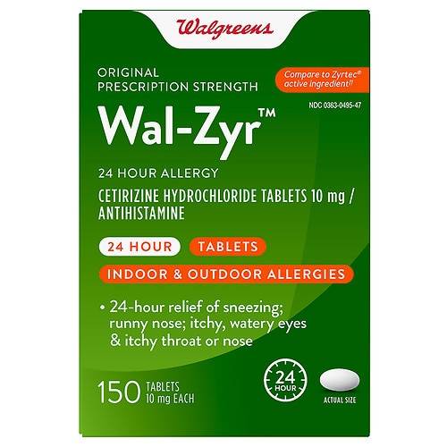 Order Walgreens Wal-Zyr, Cetirizine Hydrochloride Tablets, 10 mg - 150.0 ea food online from Walgreens store, DALLAS on bringmethat.com