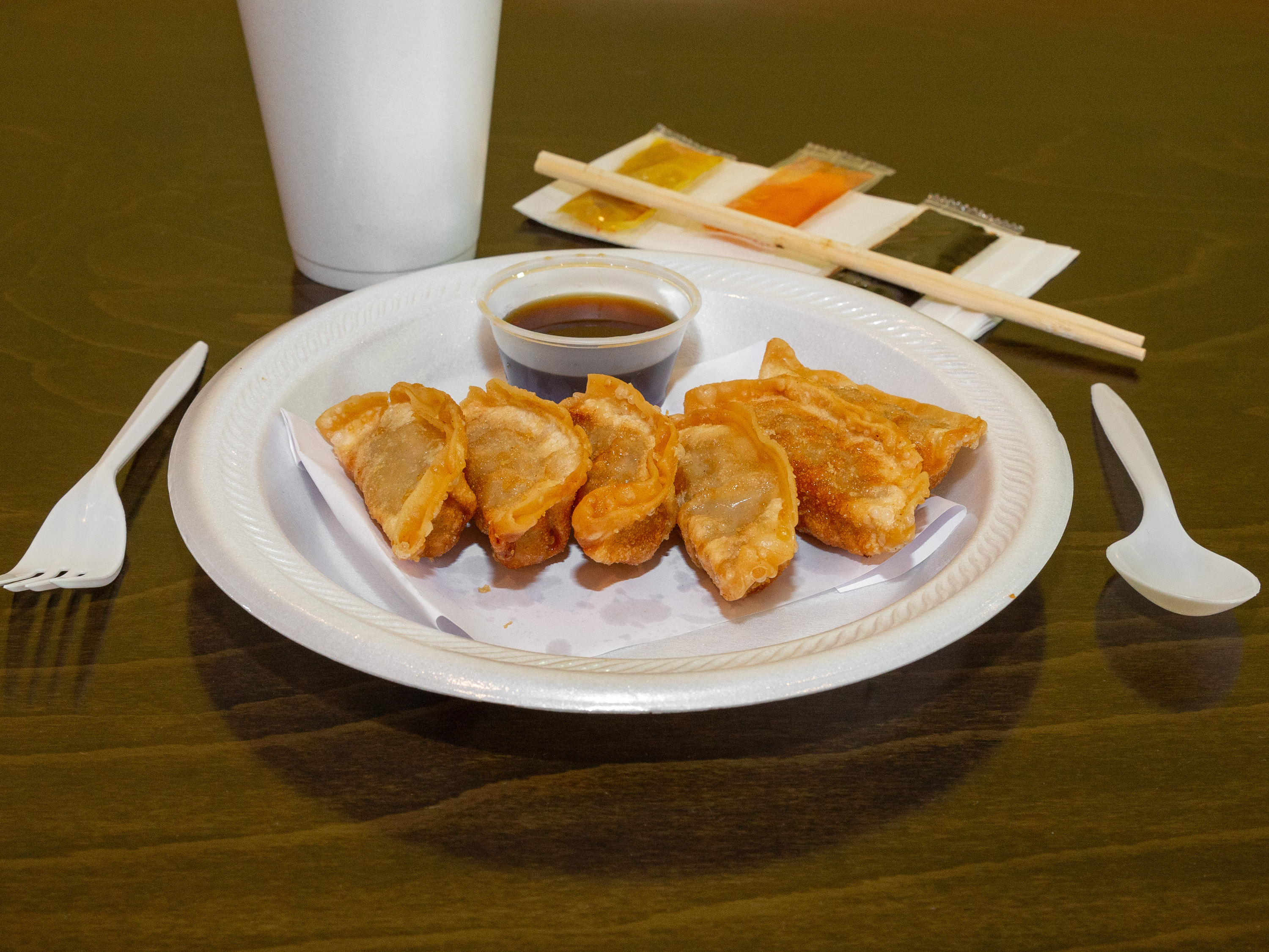 Order 6 Pieces Pan Fried Gyoza food online from Hibachi Sushi store, Raleigh on bringmethat.com