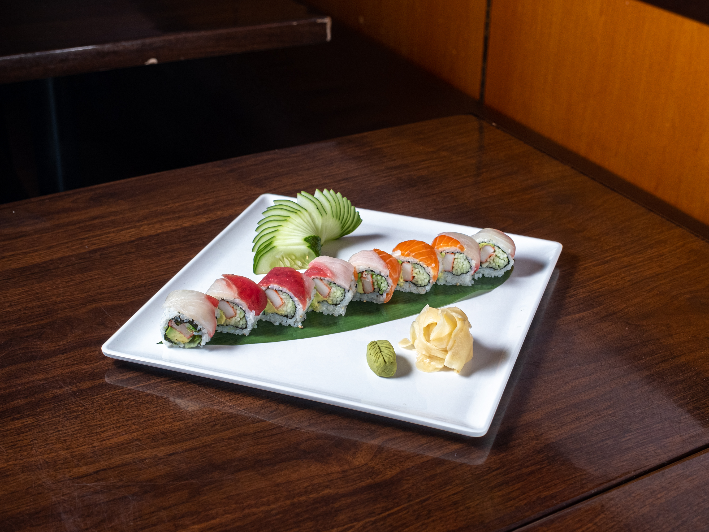 Order Rainbow Roll food online from Sushi Palace store, Princeton on bringmethat.com
