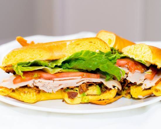 Order Turkey, Bacon, Avocado Sandwich  food online from Avalon Bagels To Burgers store, Yorba Linda on bringmethat.com