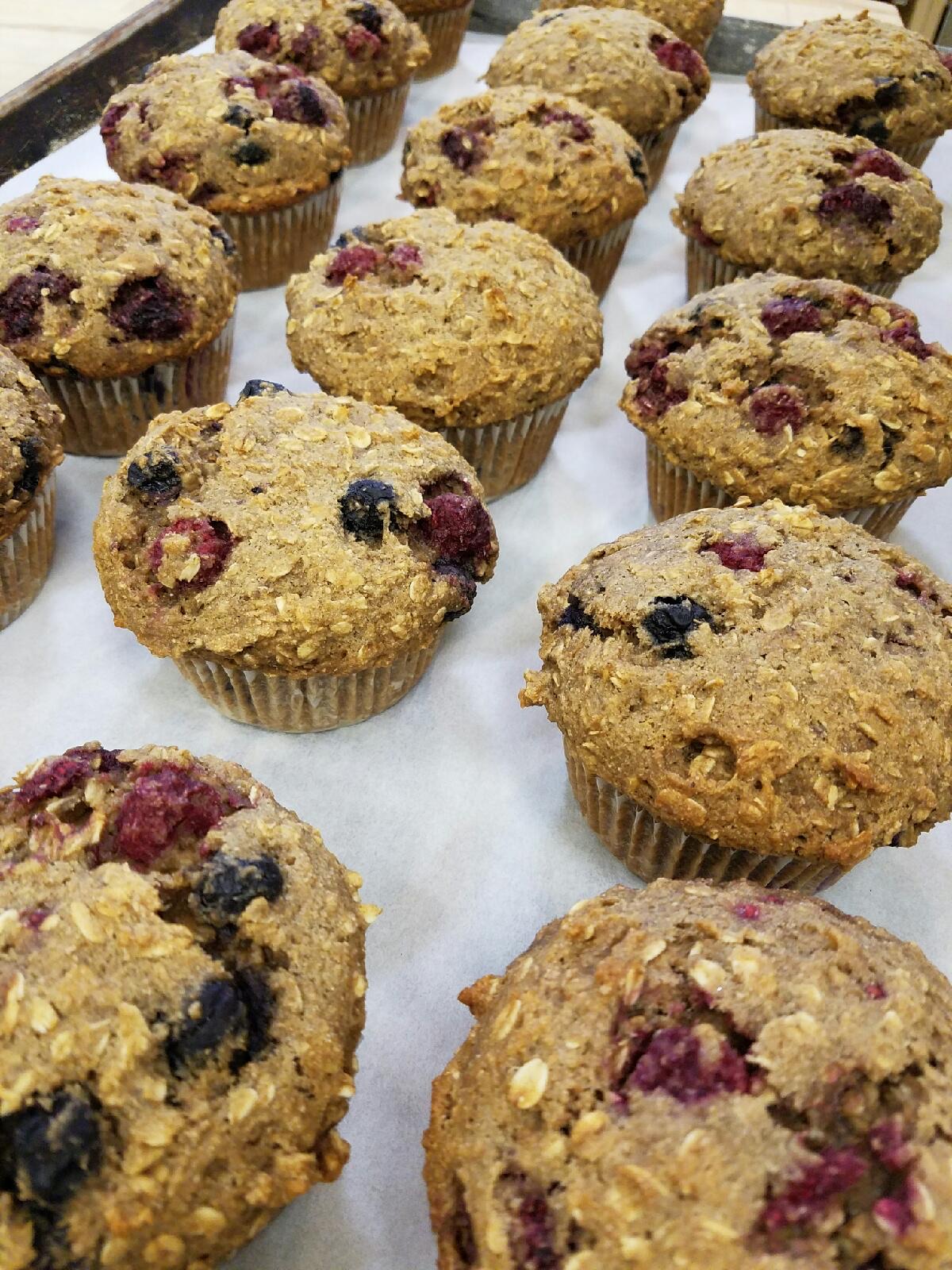 Order Triple Berry Oatmeal Muffin food online from Great Harvest store, Draper on bringmethat.com