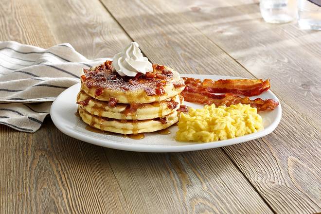 Order Maple Bacon Pancake Platter food online from Perkins store, Meadville on bringmethat.com