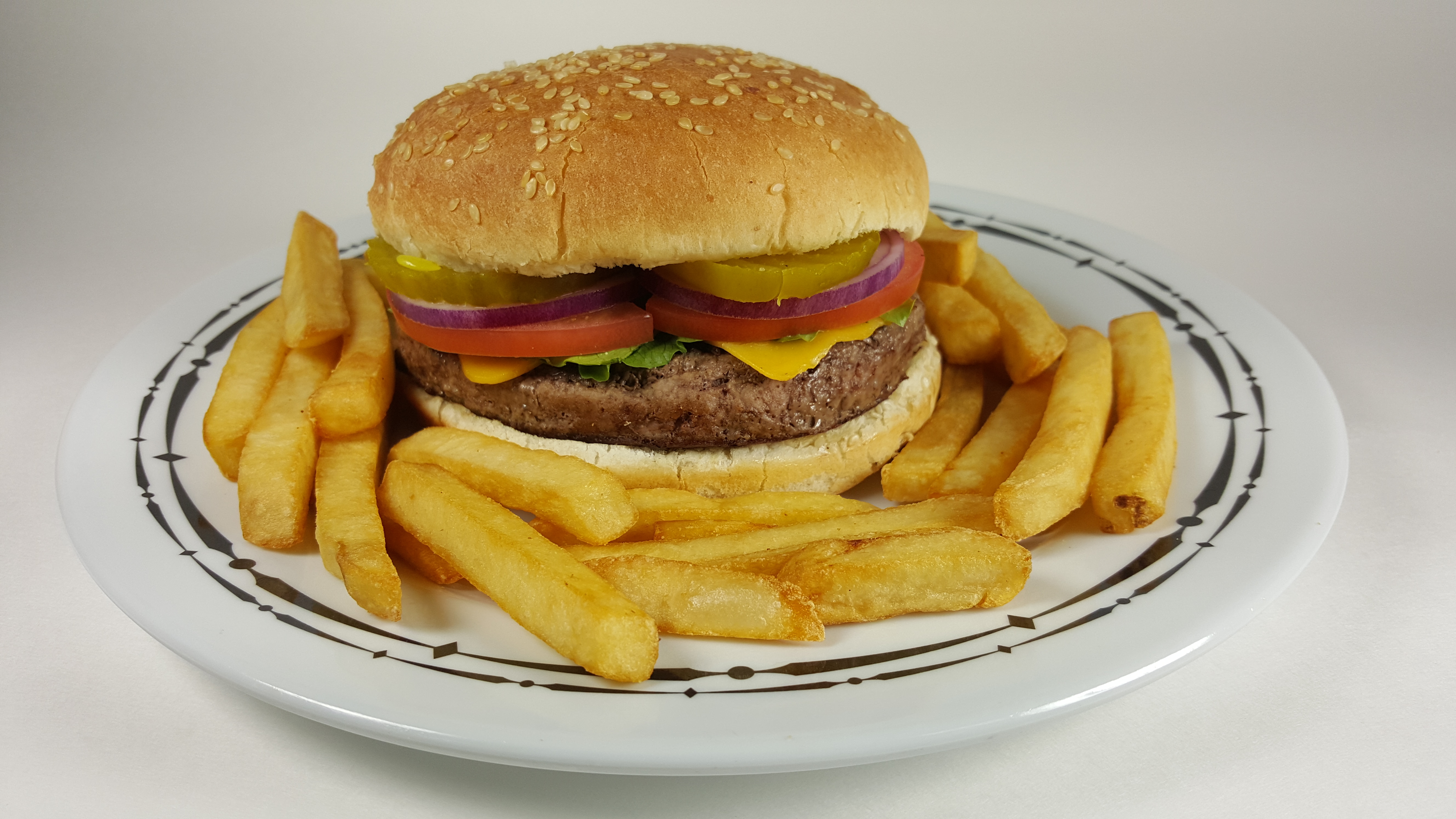 Order Burger with Fries food online from Pickles & Pies store, Rockaway Park on bringmethat.com