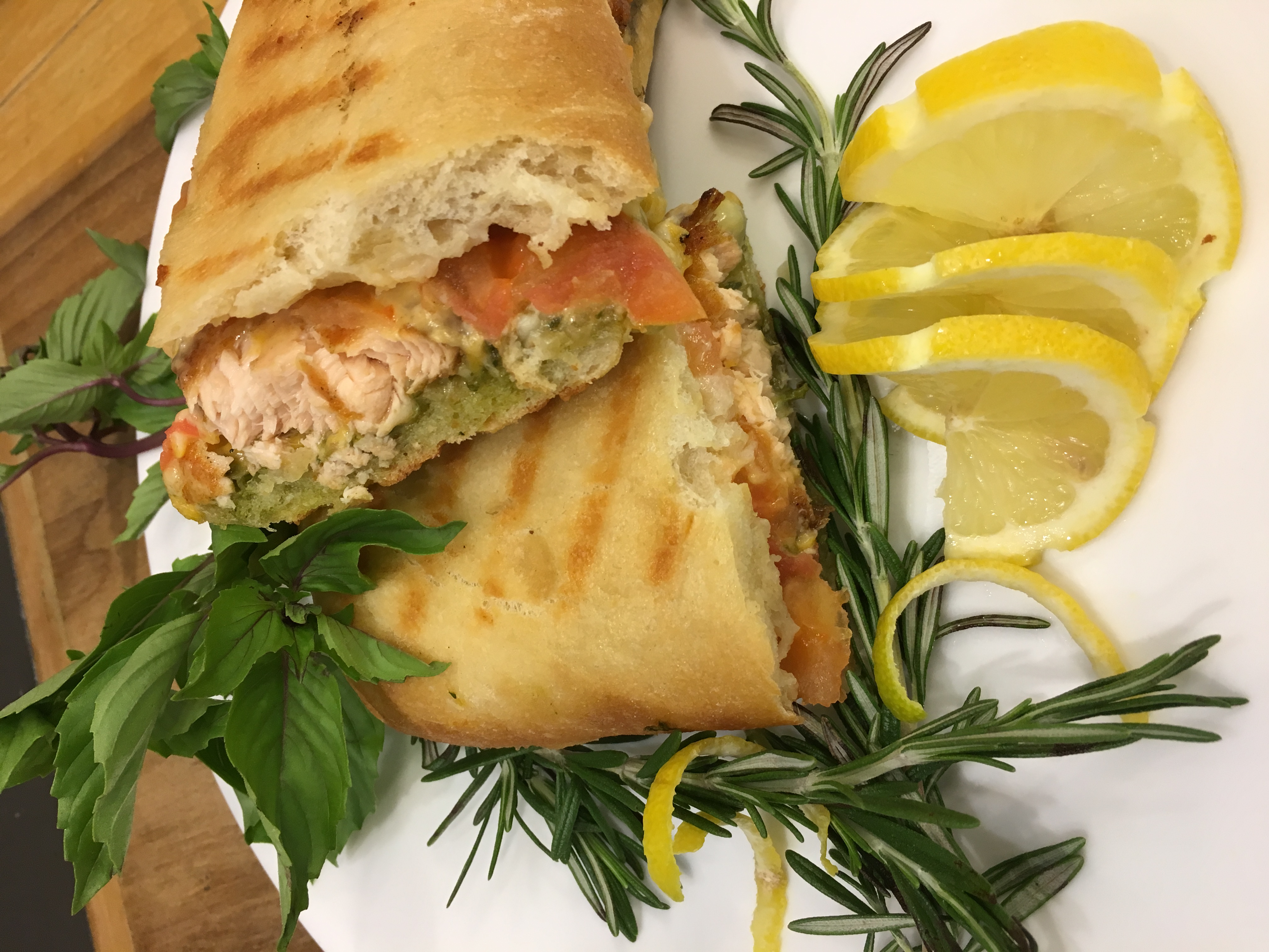 Order Poached Salmon Sandwich food online from La Mer Seafood store, Armonk on bringmethat.com