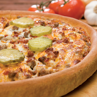 Order Bacon Cheeseburger Pizza food online from Godfathers Pizza store, Spring Valley on bringmethat.com