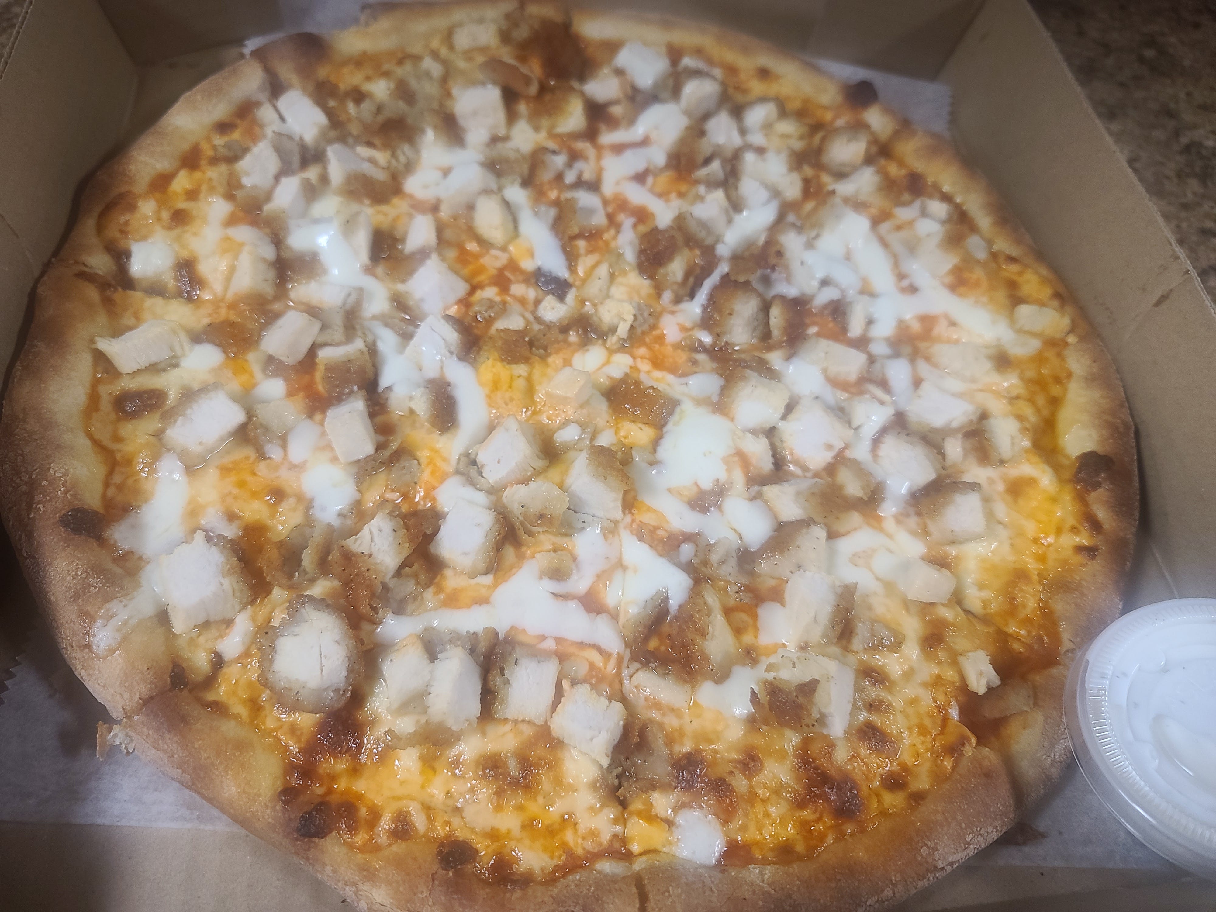 Order Chicken In Buffalo Sauce Pizza - Personal 12" food online from Brother Pizza Pasta & Sub store, Harrisonburg on bringmethat.com