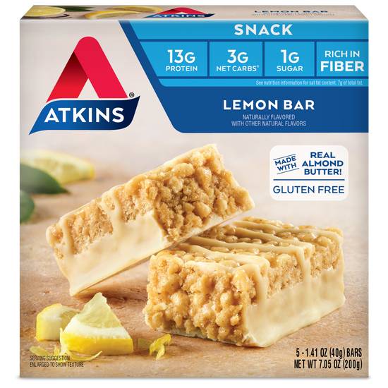 Order Atkins Almond Butter Snack Bar Lemon (5 ct) food online from Rite Aid store, Cortland on bringmethat.com