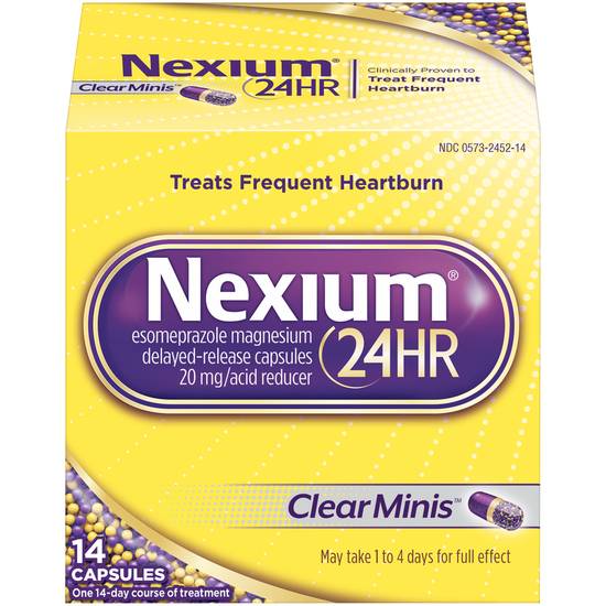 Order Nexium 24-Hour Frequent Heartburn Relief Capsules Clear Minis (14 ct) food online from Rite Aid store, Bryan on bringmethat.com
