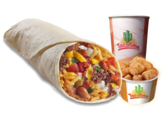 Order 3. Seasoned Beef Big Juan Burrito Combo Meal food online from Tacotime store, Highland on bringmethat.com
