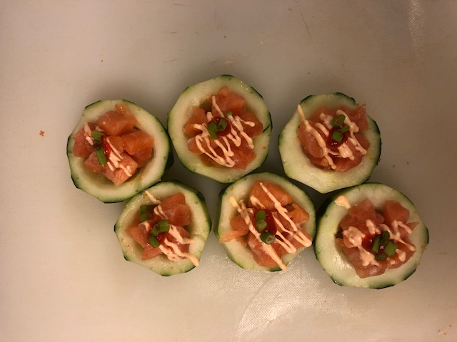 Order Salmon Volcano on Cucumber food online from A Plus Sushi store, Malvern on bringmethat.com