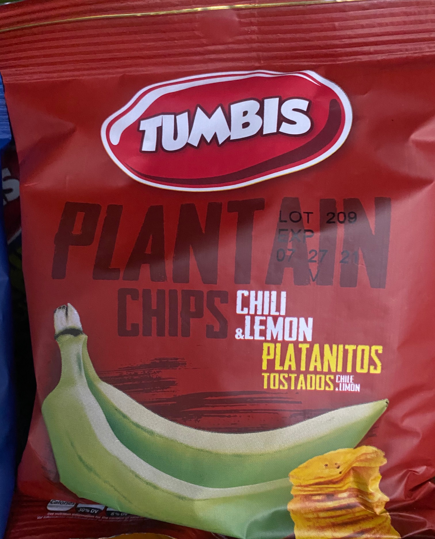 Order Bag of Plantain Chips: Chili&Lemon food online from The Mexi-Boys store, Rahway on bringmethat.com