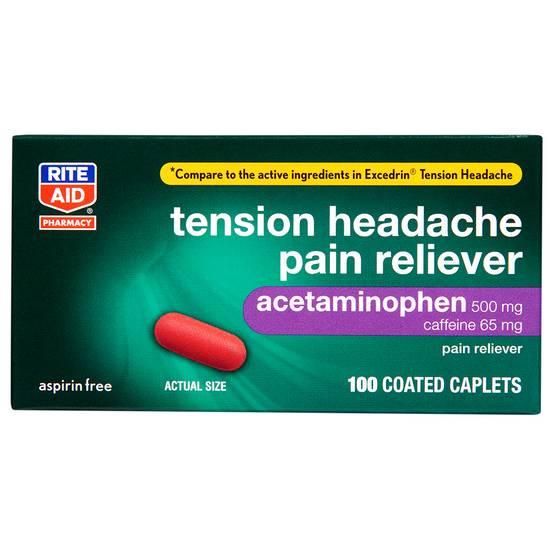 Order Rite Aid Tension Headache Pain Reliever Coated Caplets (100 ct) food online from Rite Aid store, Cortland on bringmethat.com