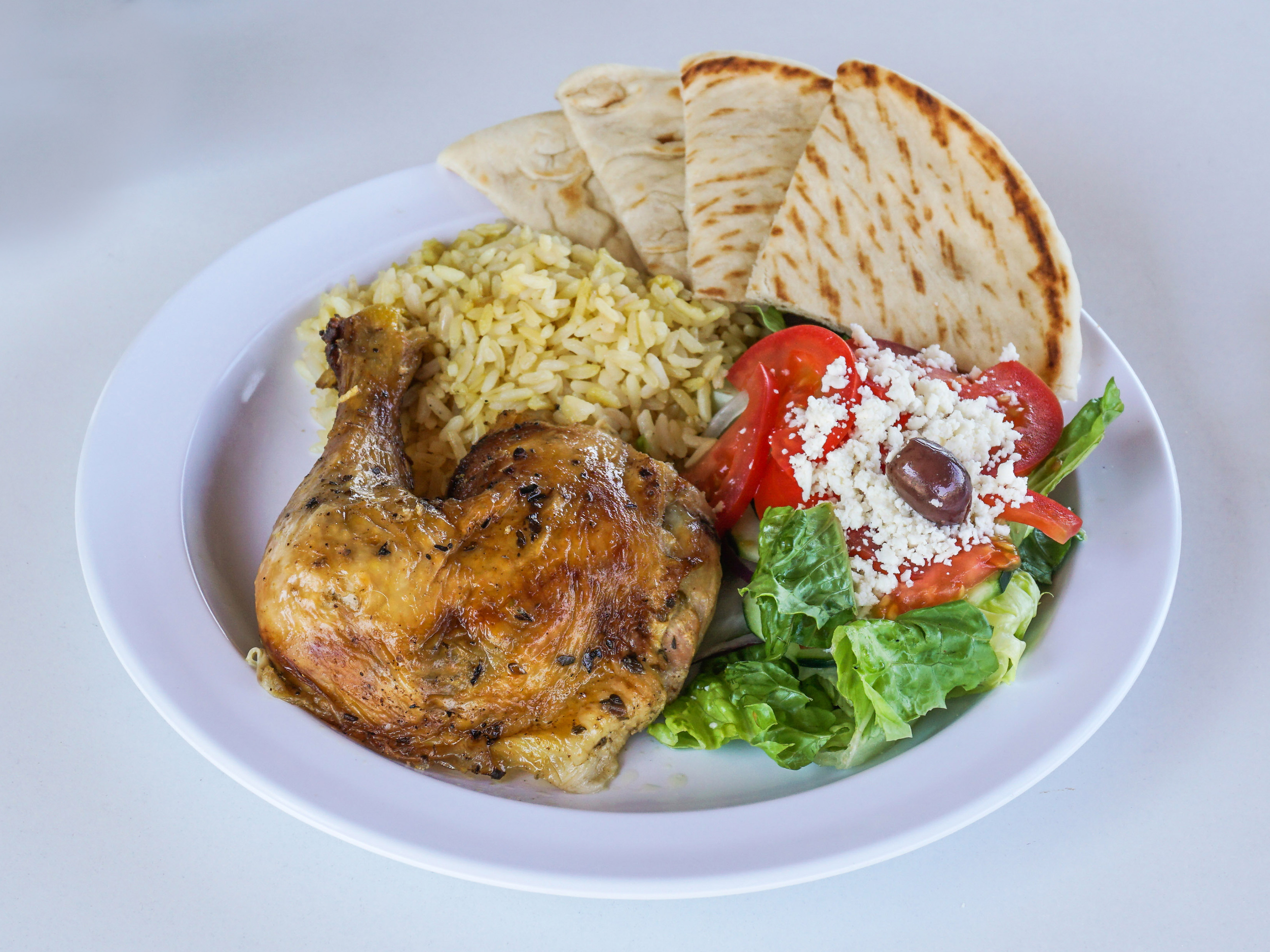 Order 1/4 Chicken Plate food online from Santorini Island Grill store, San Diego on bringmethat.com