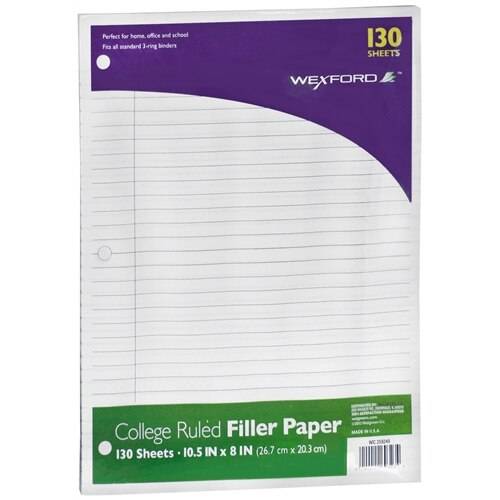 Order Wexford College Ruled Filler Paper - 130.0 sh food online from Walgreens store, Enterprise on bringmethat.com