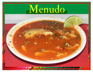 Order MENUDO RED(con pata)  food online from El Grullo Restaurant store, Mesa on bringmethat.com