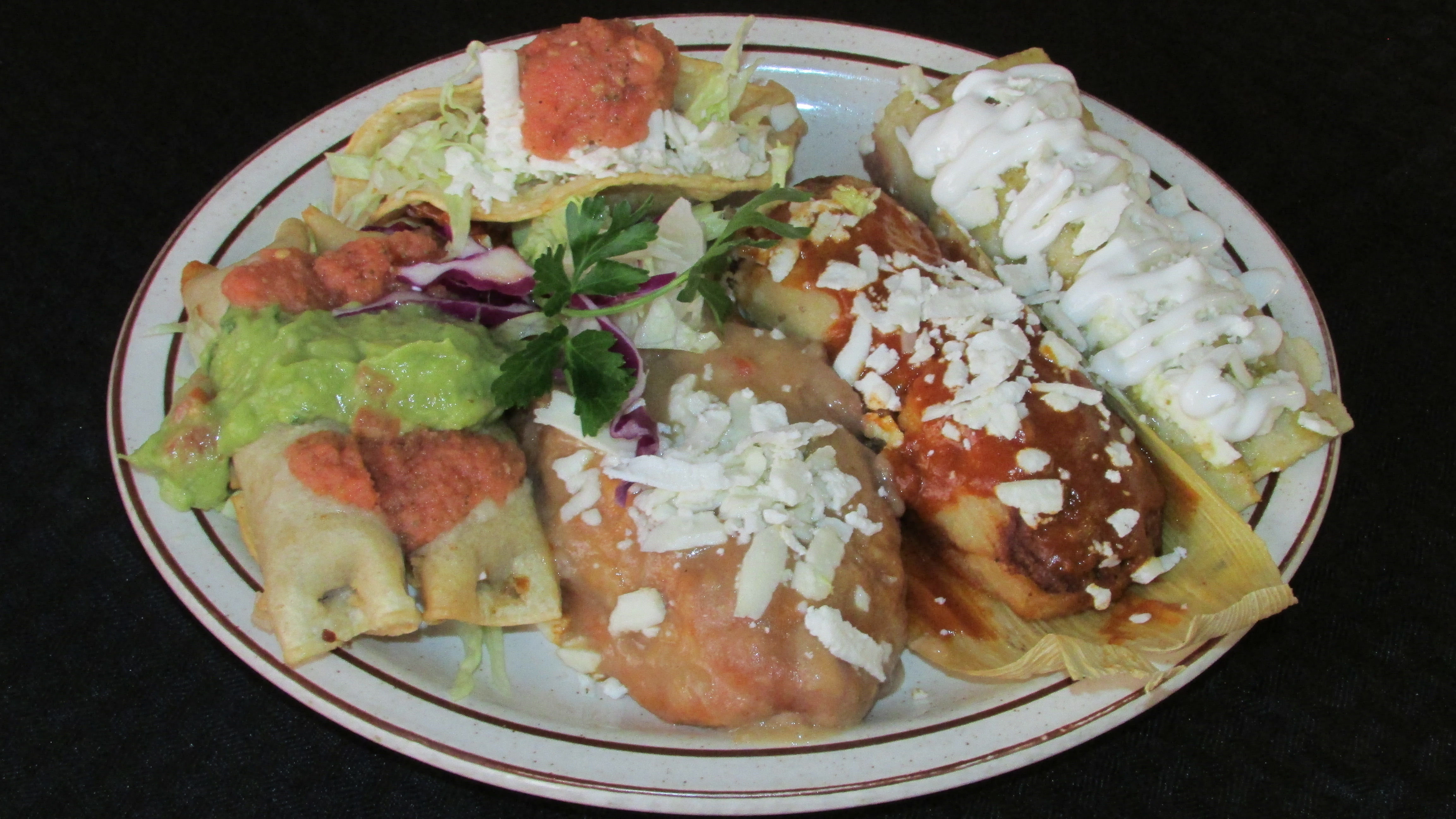 Order 3 Item Mexican Combination food online from Tortillas Restaurant store, Cathedral City on bringmethat.com