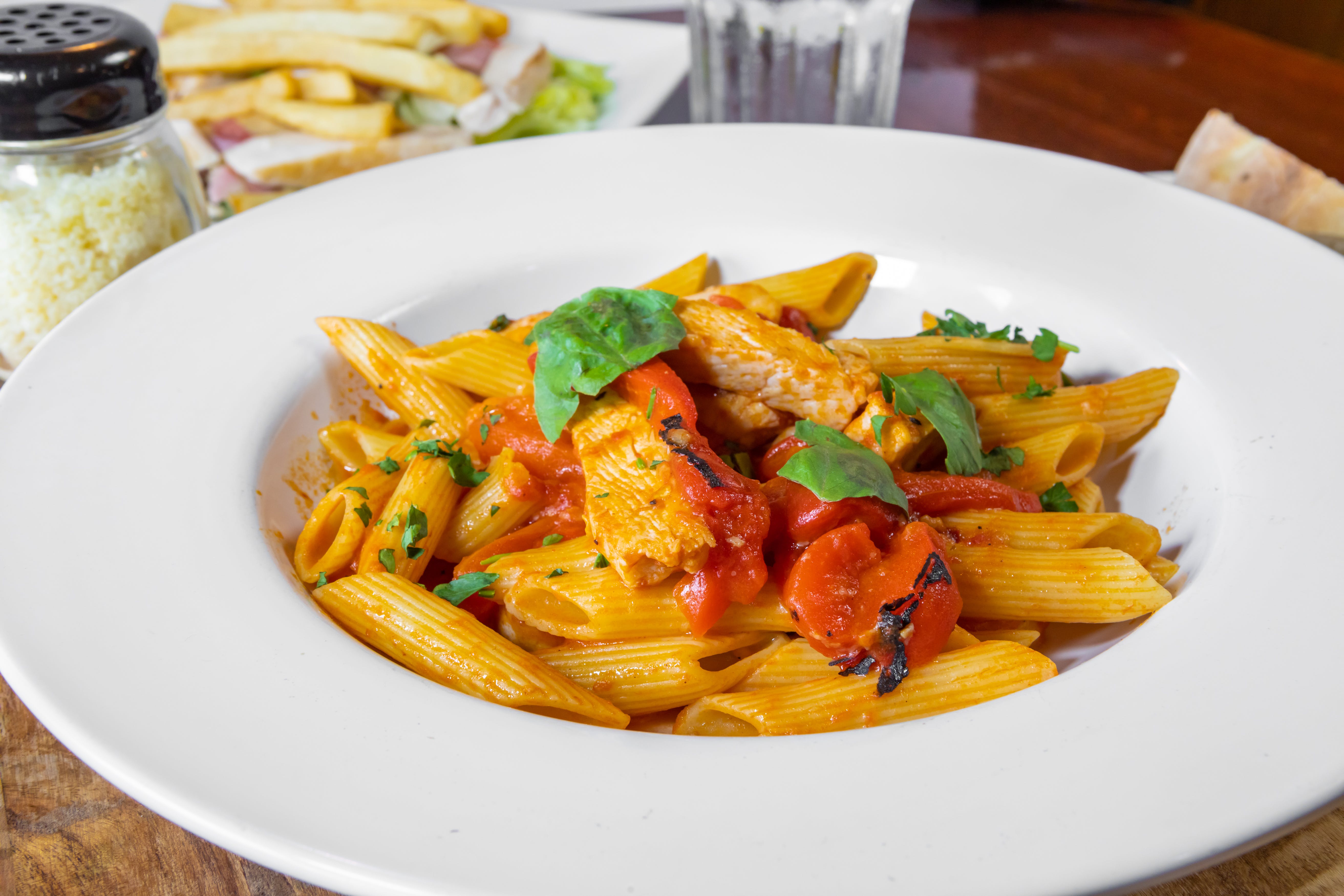 Order Roasted Red Peppers & Chicken - Pasta food online from Capri Restaurant store, Natrona Heights on bringmethat.com