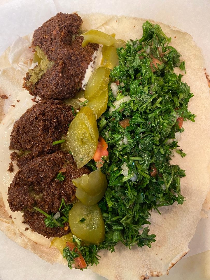Order Falafel Deluxe Pita food online from La Fresh Mediterranean Grill store, Plymouth on bringmethat.com