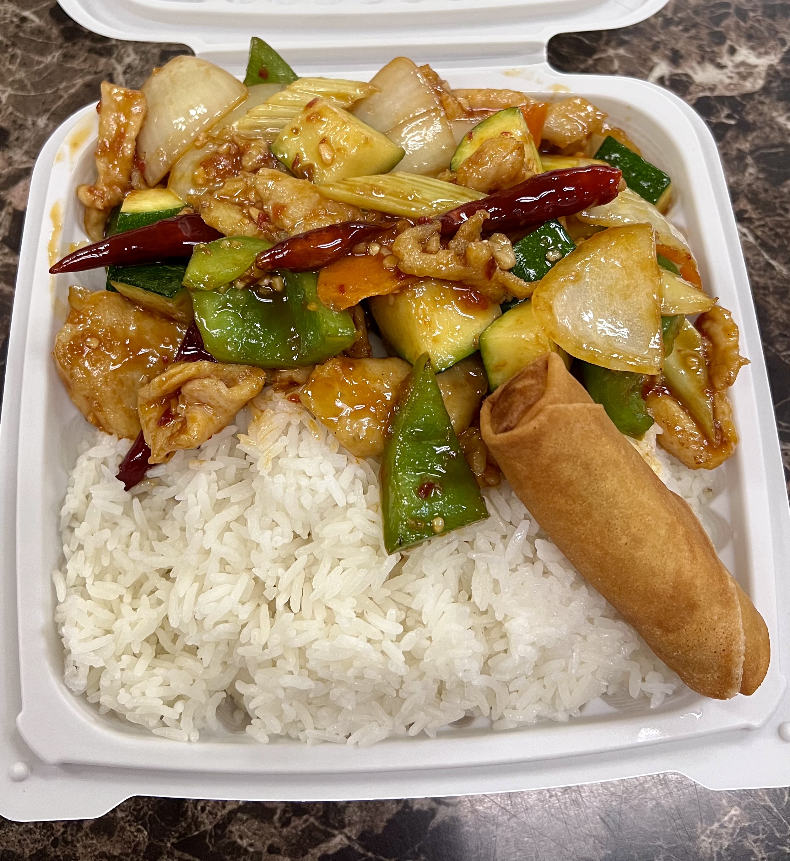 Order Kung Pao Chicken with Steamed rice  food online from King Kong Chinese Restaurant store, Oakland on bringmethat.com
