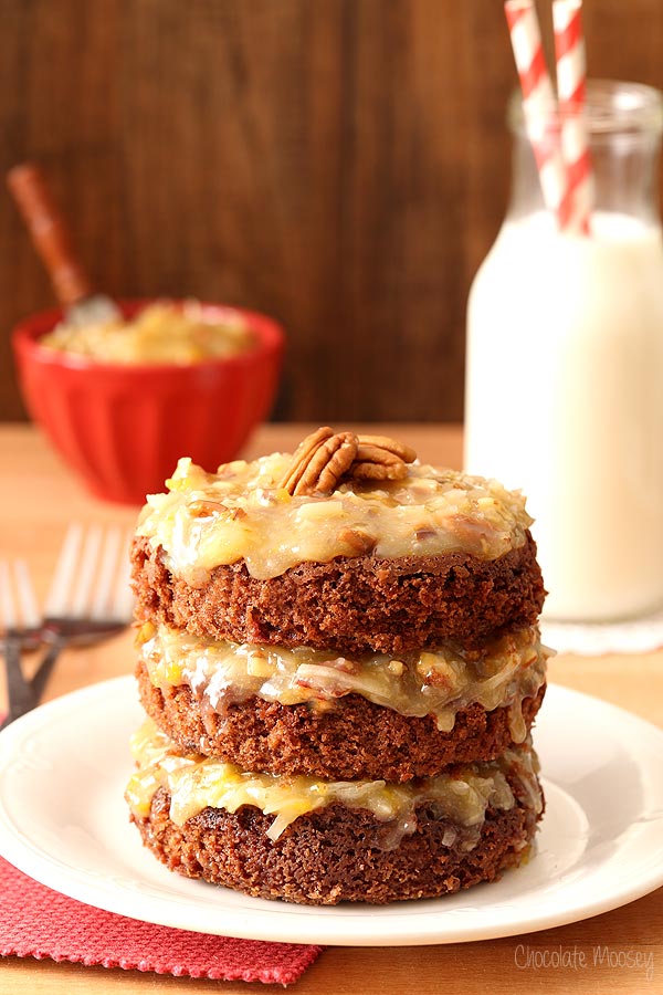 Order 4.5" Personal Sized German Chocolate Cake food online from Coffee And Cake Cafe store, Houston on bringmethat.com