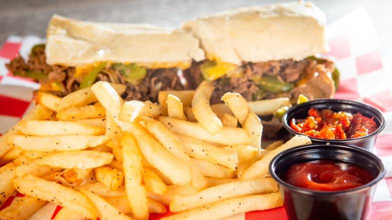 Order Philly Cheesesteak Sandwich food online from Parry Pizzeria & Taphouse store, Greenwood Village on bringmethat.com