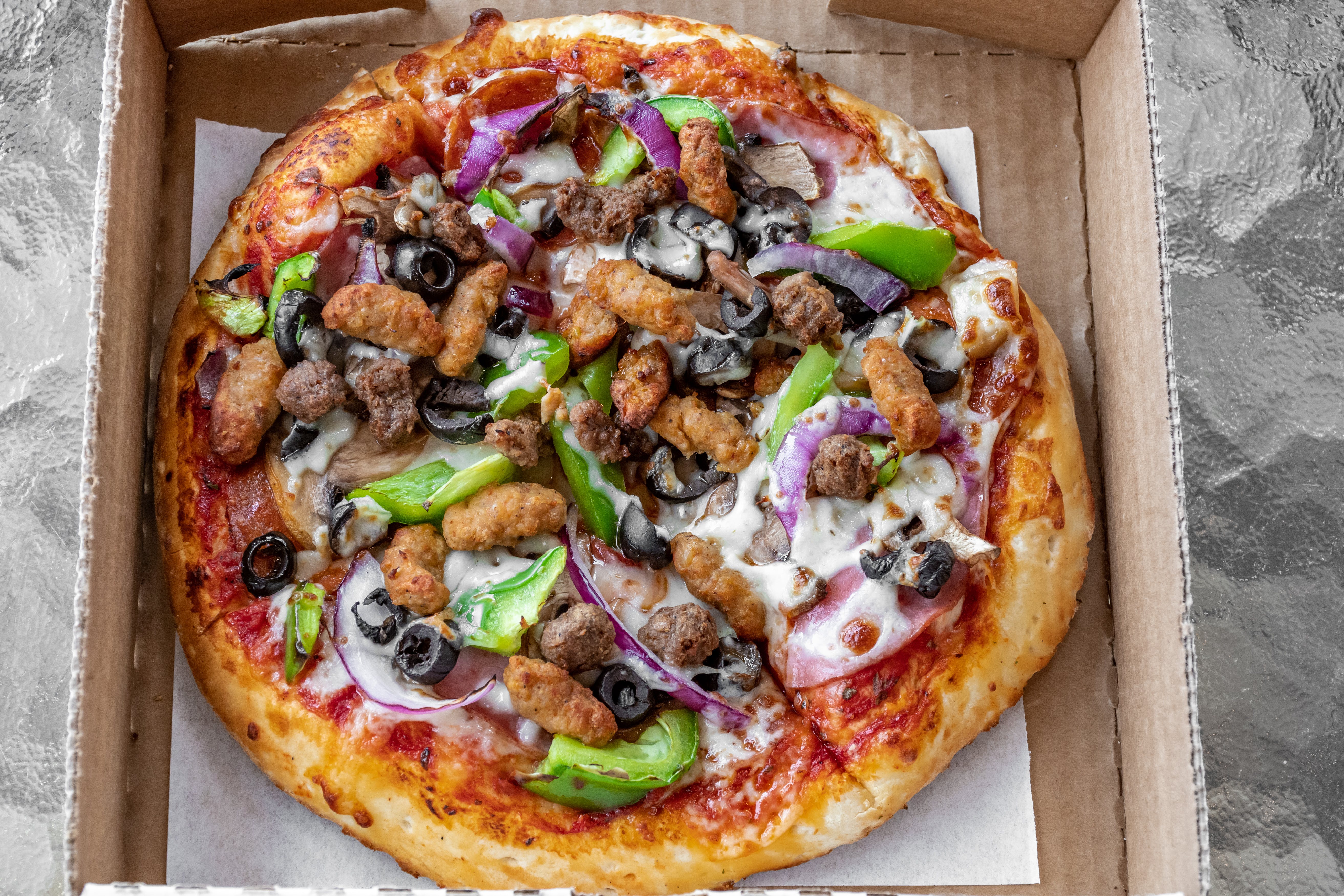 Order Rock Creek Combo Pizza - Personal 8" (4 Slices) food online from Rock Creek Pizza store, Sandy on bringmethat.com