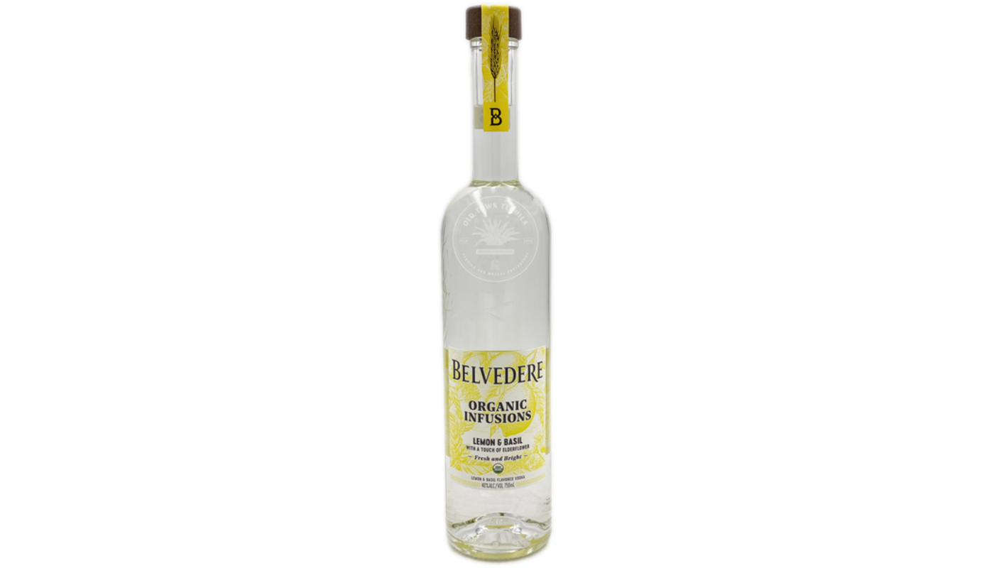 Order Belvedere Organic Infusions Lemon & Basil Vodka 750ml Bottle food online from Liquor Palace store, Burbank on bringmethat.com