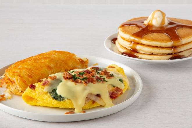 Order Fresh Spinach & Bacon Omelette* food online from Village Inn store, Bentonville on bringmethat.com